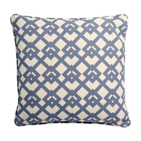 White With Blue Diamond Patterns And Polyester Insert Pillow