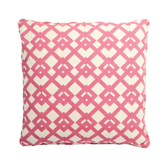 White With Pink Diamond Patterns And Polyester Insert Pillow