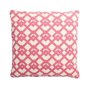 White With Pink Diamond Patterns And Polyester Insert Pillow