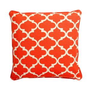 Orange And White Patterned With Polyester Insert Pillow