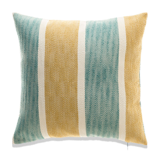 Blue,White And Orange Stripes With Feather Down Insert Pillow