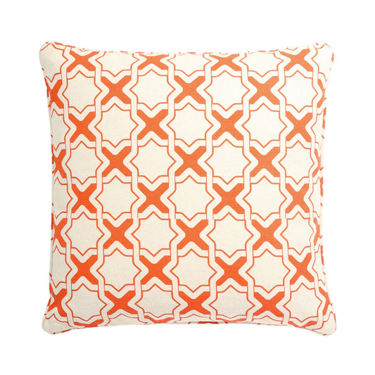 Orange And White X Pattern With Polyester Insert Pillow