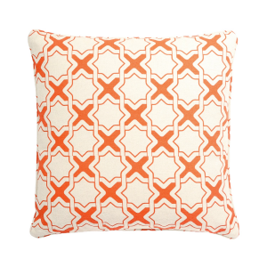 Orange And White X Pattern With Polyester Insert Pillow