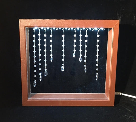 Dark Brown Picture Frame Shape With Hanging Baubles Led Lamp