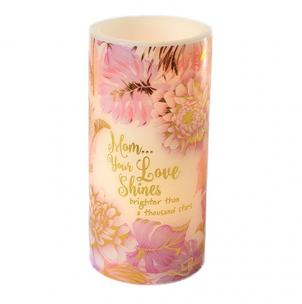 Floral Pattern With Text Led- Mom Candle