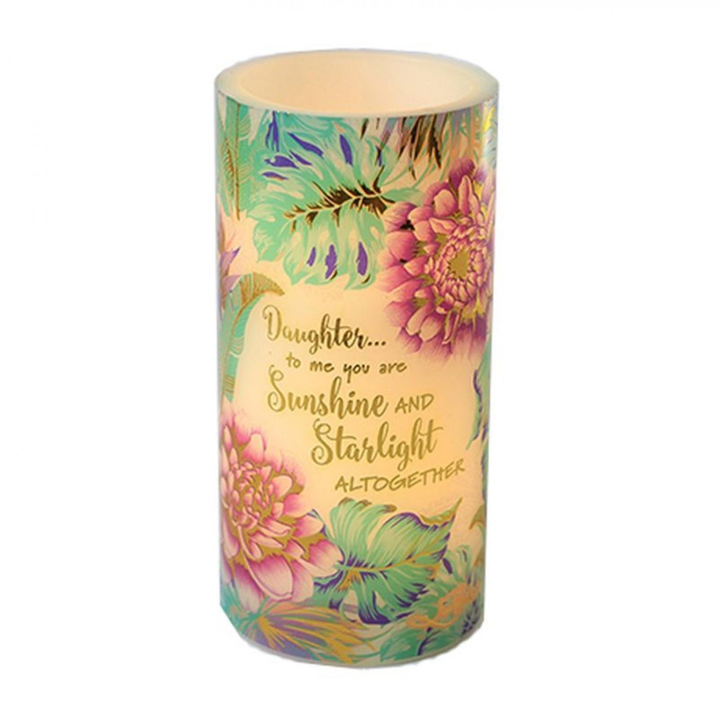 Floral Pattern With Text Led- Daughter Candle