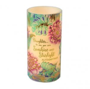 Floral Pattern With Text Led- Daughter Candle