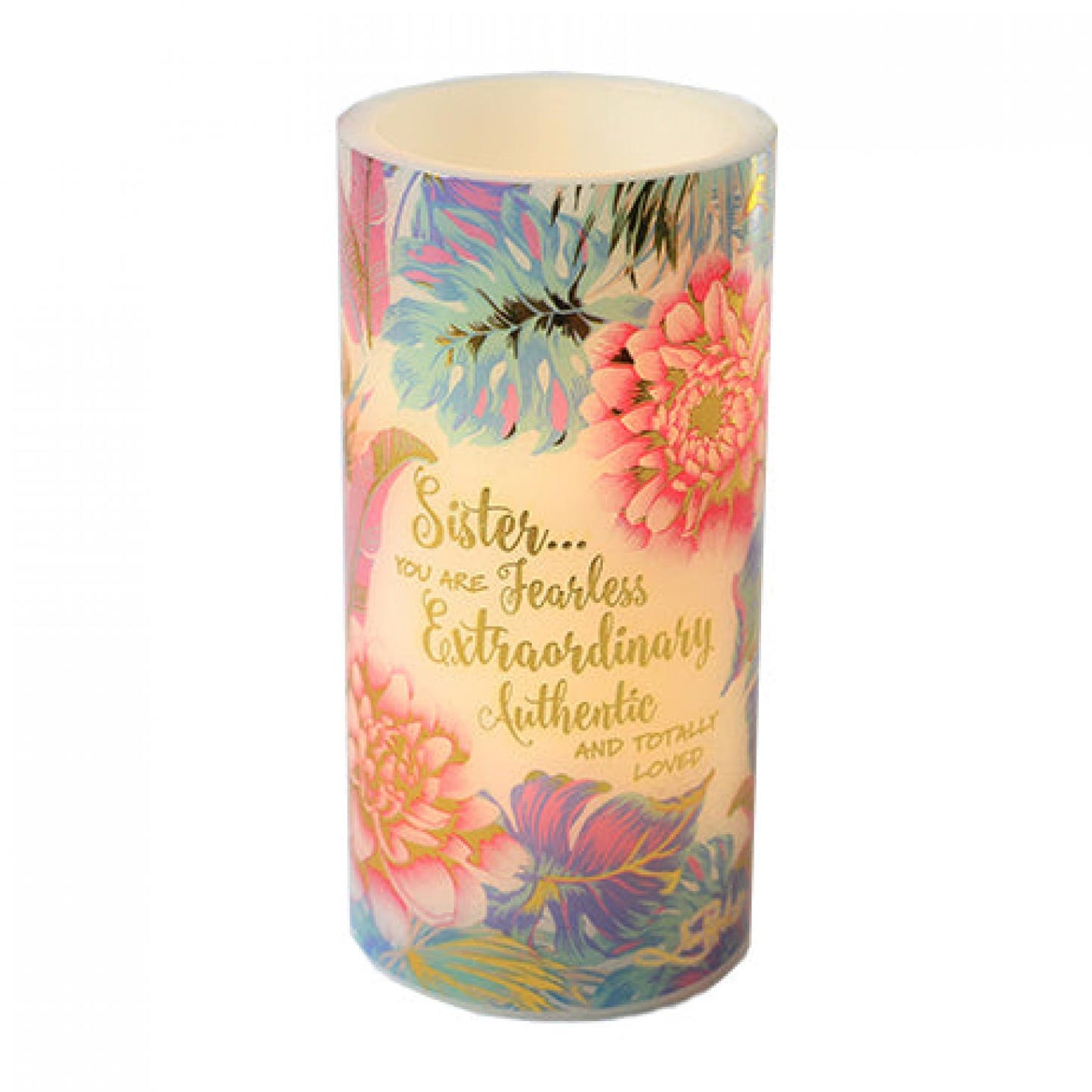 Floral Pattern With Text Led- Sister Candle