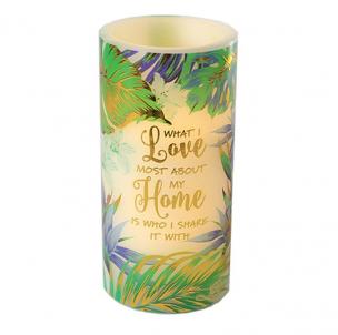 Floral Pattern With Text Led- Home Candle