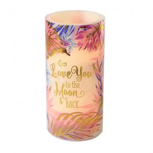 Floral Pattern With Text Led- Love You To The Moon And Back Candle