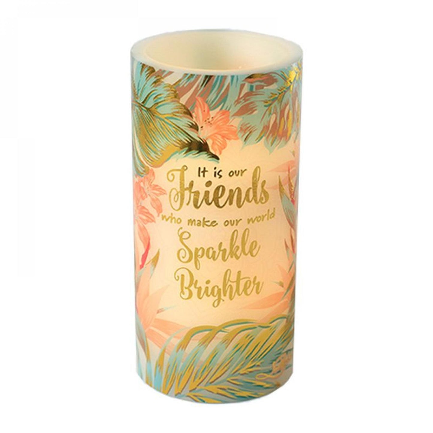 Floral Pattern With Text Led- Friends Candle