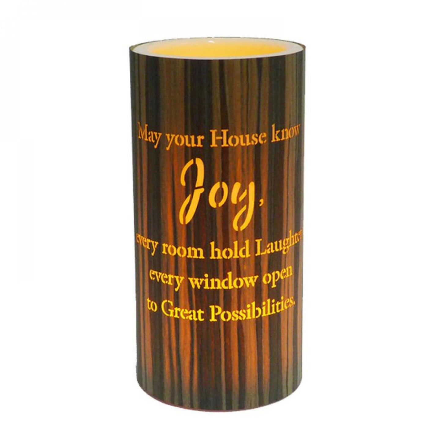 Led With Text- Joy Candle