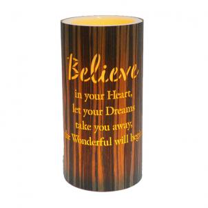 Led With Text- Believe Candle