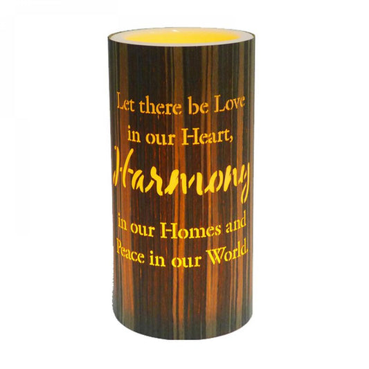 Led With Text- Harmony Candle