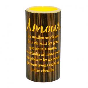 Led With French Text- Amour Candle