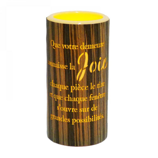 Led With French Text- Joie Candle