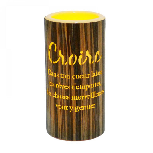 Led With French Text- Croire Candle