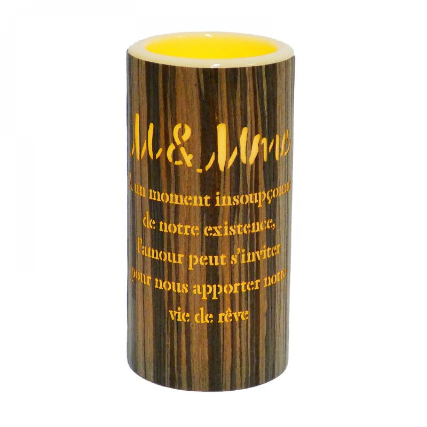 Led With French Text- M & Mme Candle