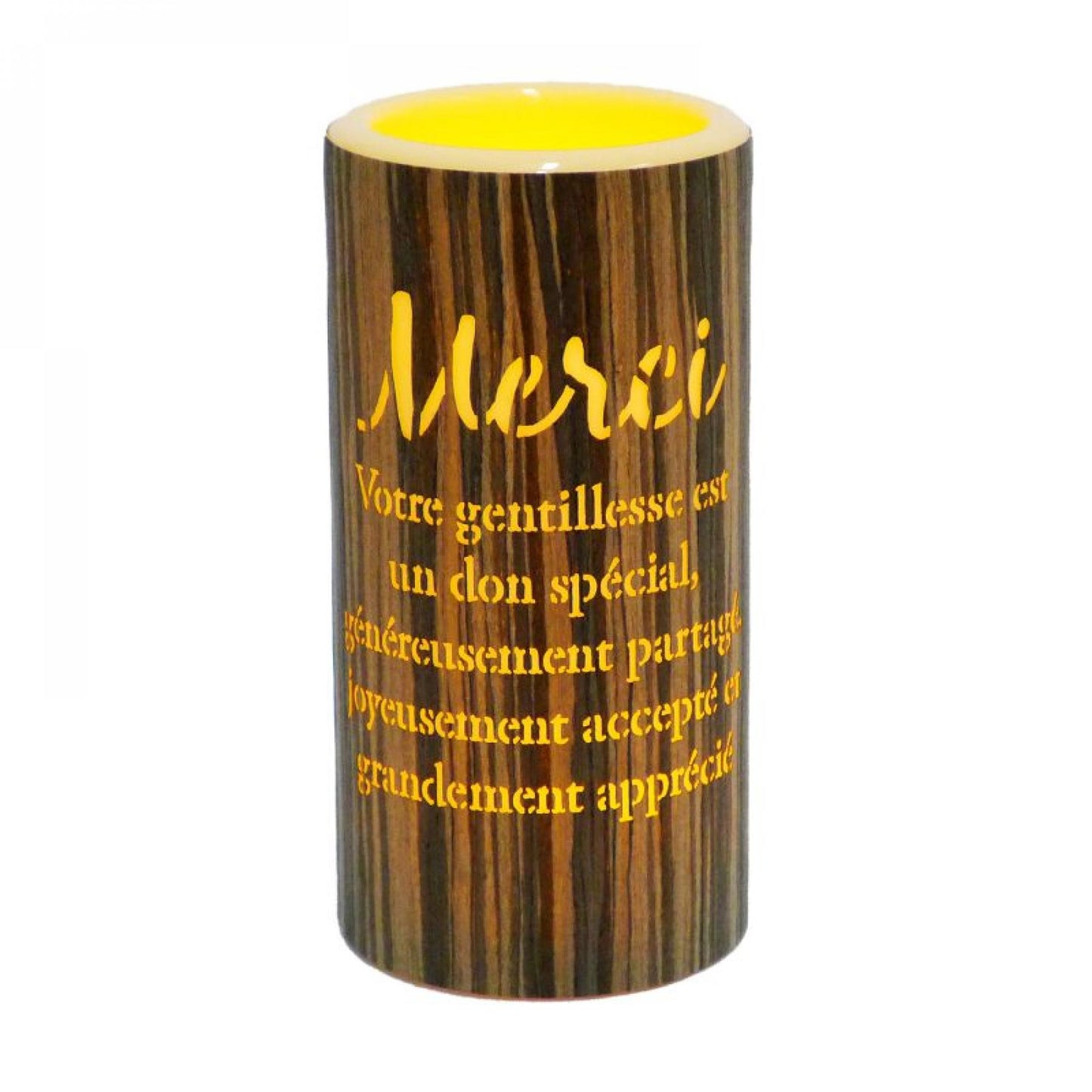 Led With French Text- Merci Candle