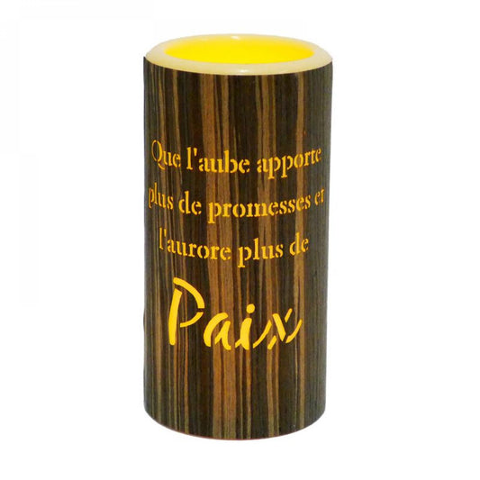 Led With French Text- Paix Candle