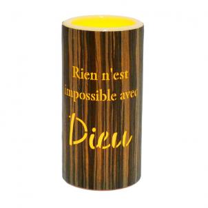 Led With French Text- Dieu Candle