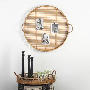 Set Of 2 Bamboo Round Decorative Trays