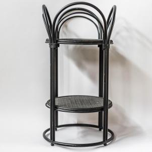 Black Wicker Bamboo With 2 Shelves Plant Stand