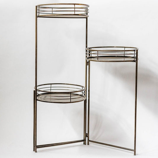 3 Tier Connected Antique Bronze Color Metal Stand