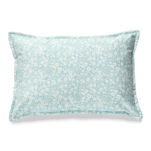 Sea Blue And White Floral Print With Feather Down Insert Pillow