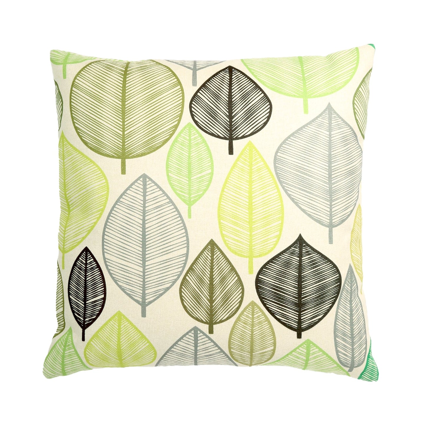 Green, Gray And Black Leaves With Polyester Insert Pillow