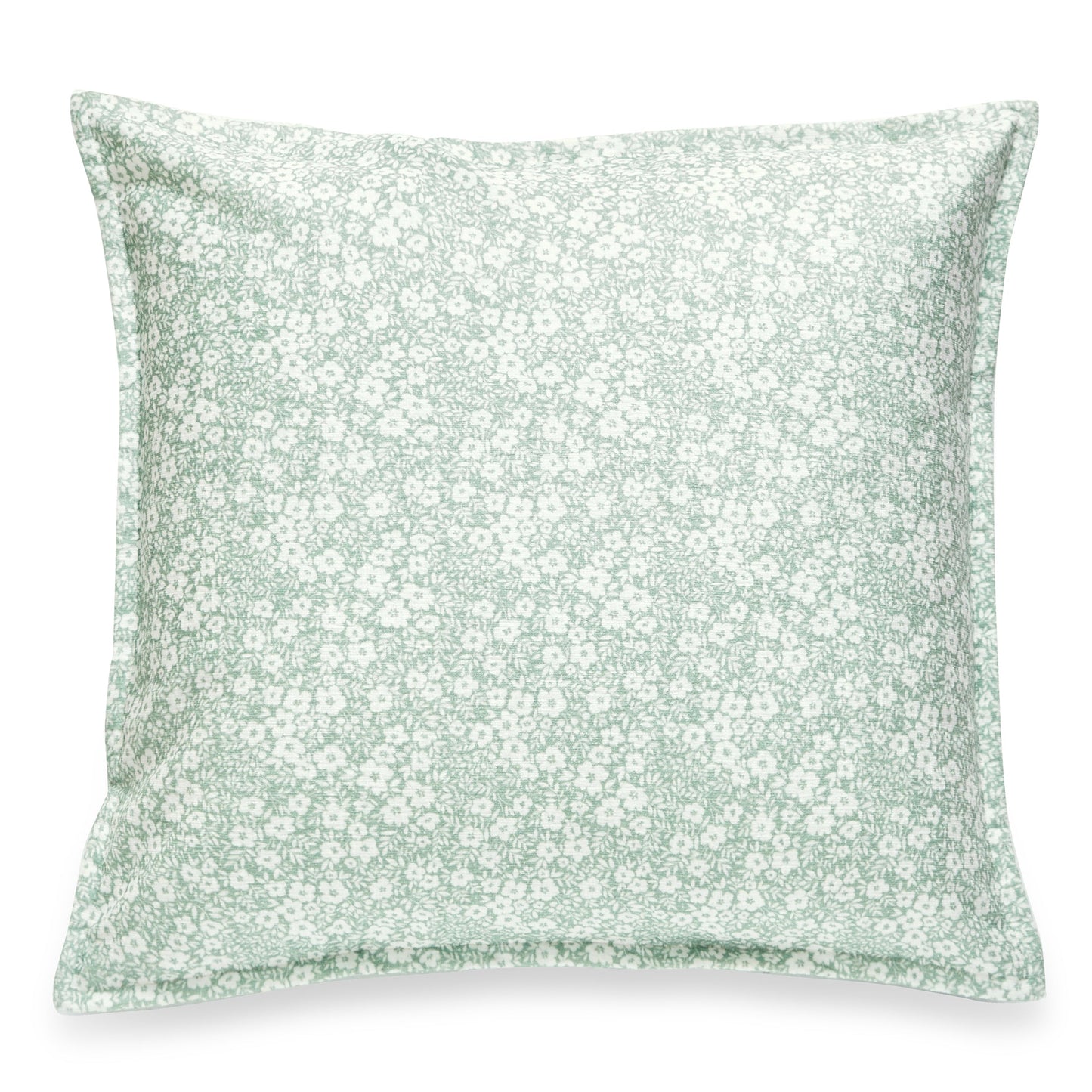 Square Green And White Floral Print With Featherdown Insert Pillow