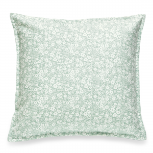 Square Green And White Floral Print With Featherdown Insert Pillow