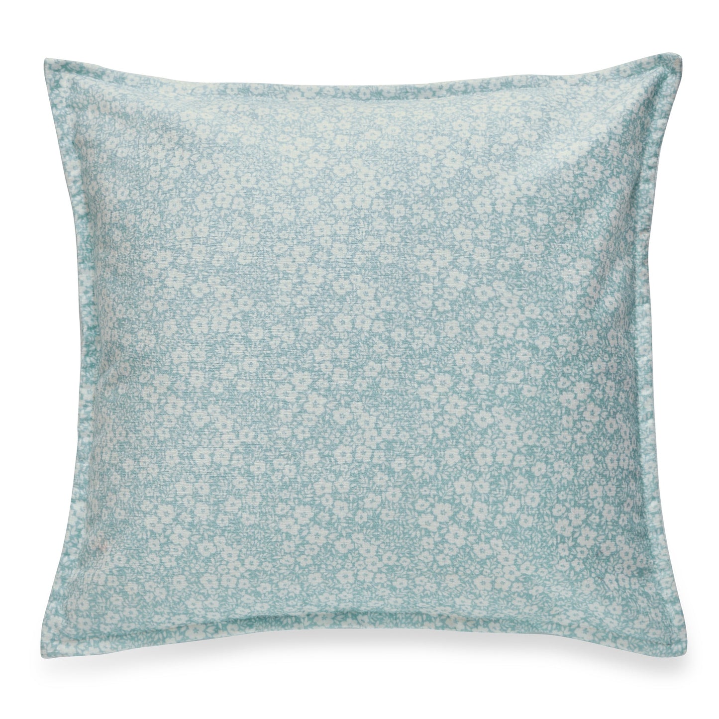 Square Sea Blue And White Floral Print With Featherdown Insert Pillow