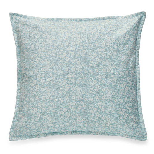 Square Sea Blue And White Floral Print With Featherdown Insert Pillow