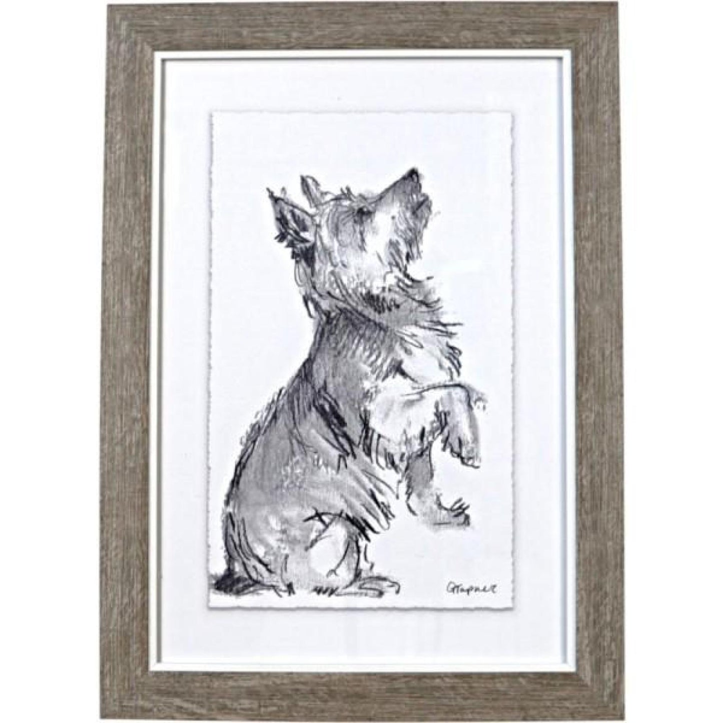 Framed New Trick Black And White Puppy Print Wall Decor