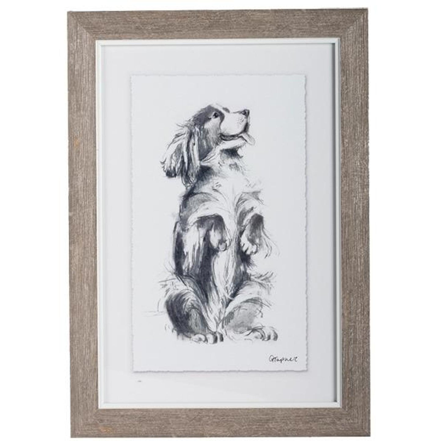 Framed Sit Up Puppy Print Wall Decor