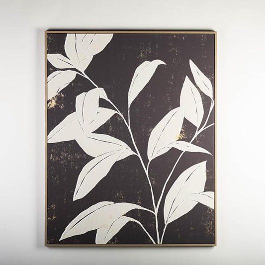 Framed Canvas Print Noir Cut Leaves Wall Decor