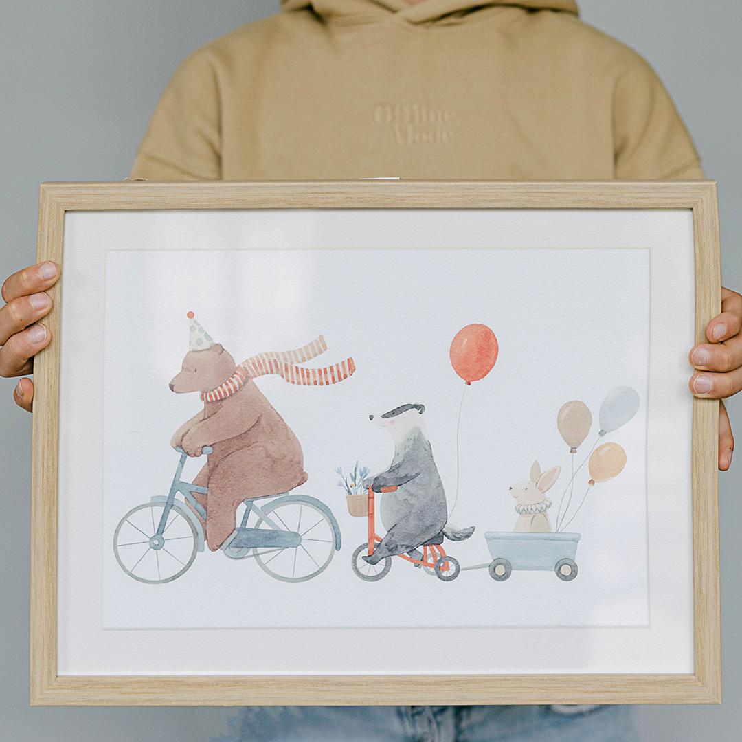 Framed Print Animal Party Parade Wall Decor