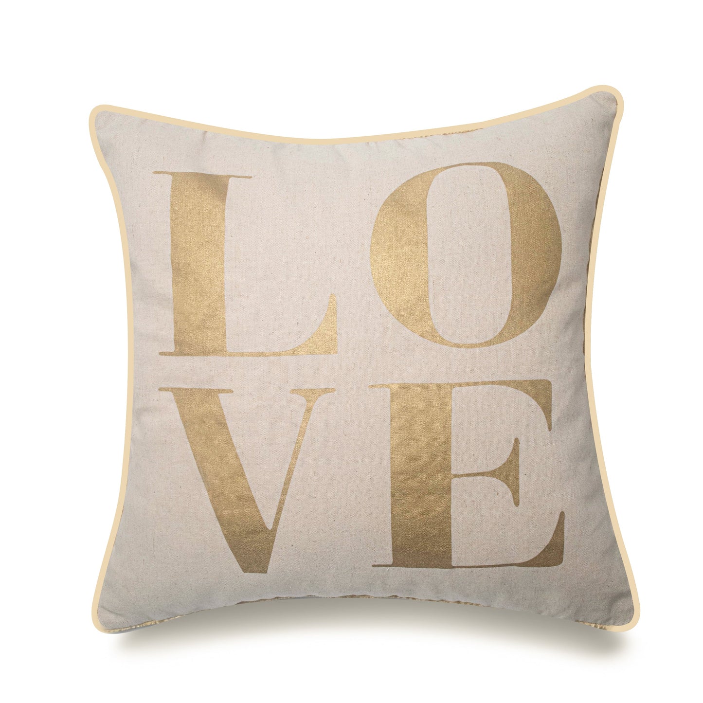 Gold With Large Text Love Throw Pillow Cover