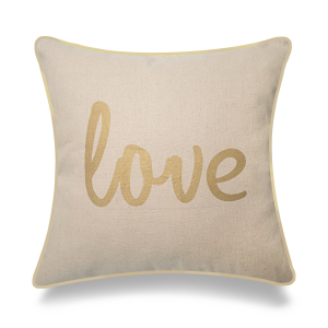 Gold Love In Cursive Pillow Cover