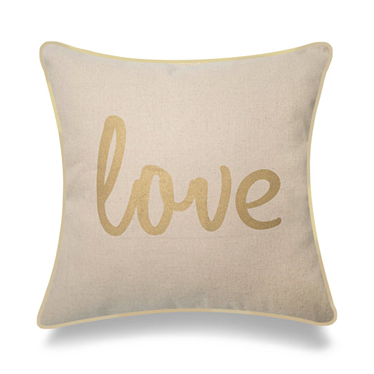 Gold Love In Cursive Throw Pillow Cover