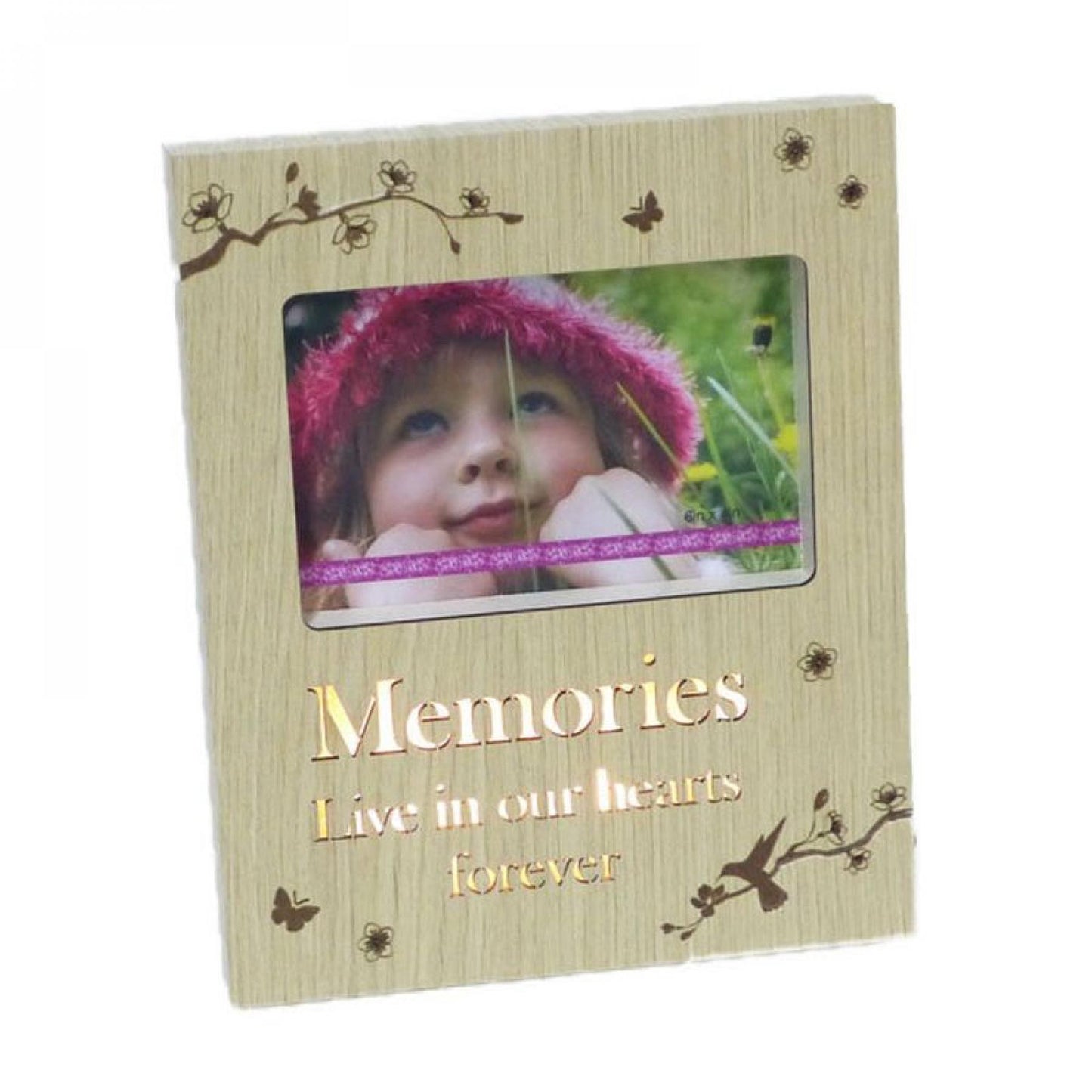 Led Lit Hummingbird On A Branch With Text - Memories Photo Frame