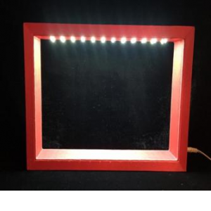 Red Square Leather With Led Lights Picture Frame