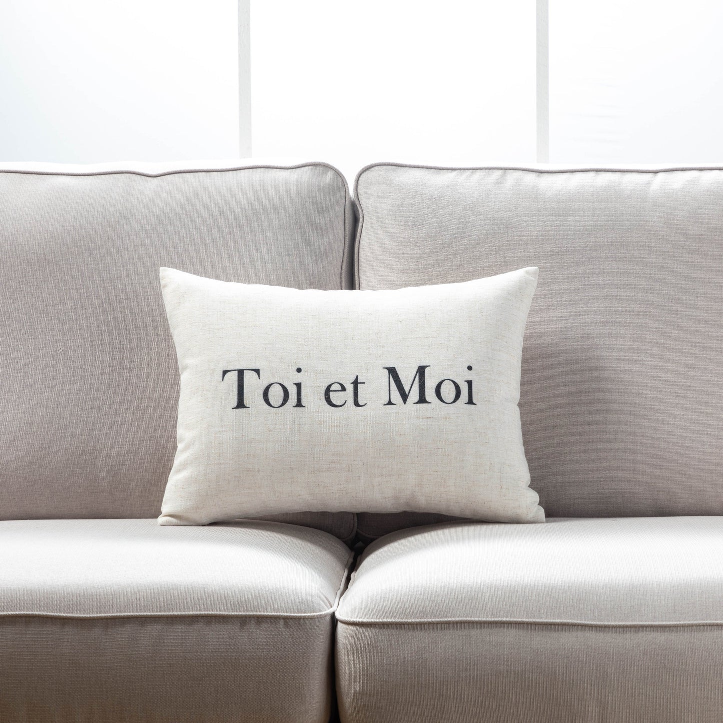 Toi Et Moi Text On White With Feather Down Insert Pillow