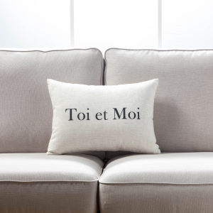 Toi Et Moi Text On White With Feather Down Insert Pillow