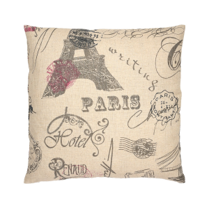 Gray Thoughts Of France On Ivory With Feather Down Insert Pillow