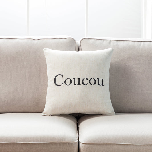 Coucou Text On White With Feather Down Insert Pillow