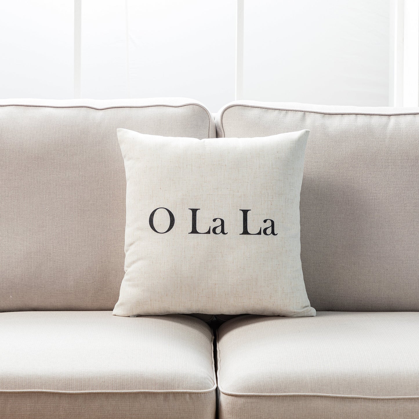 O La La Text On White With Feather Down Insert Pillow