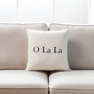 O La La Text On White With Feather Down Insert Pillow