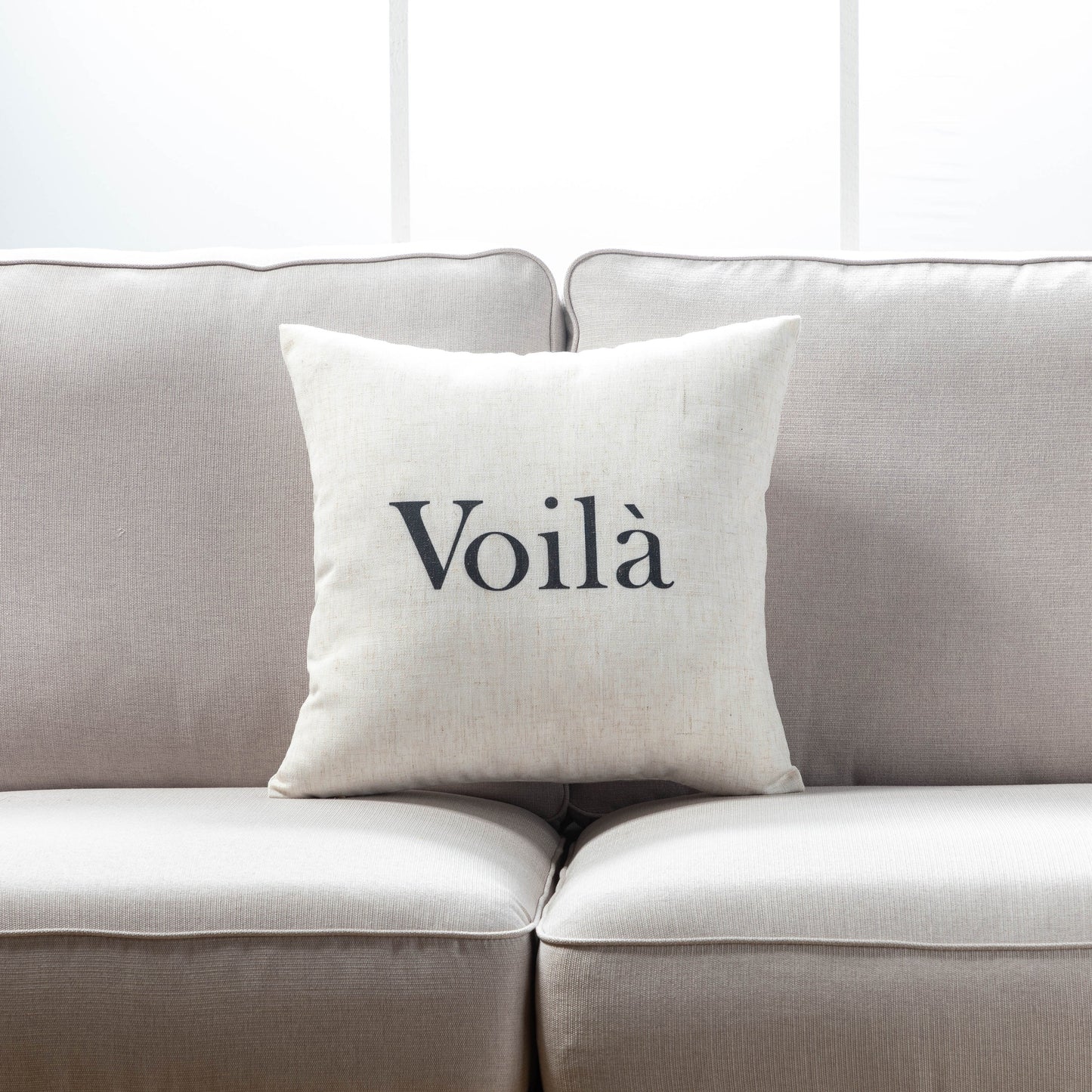 Voila Text On White With Feather Down Insert Pillow